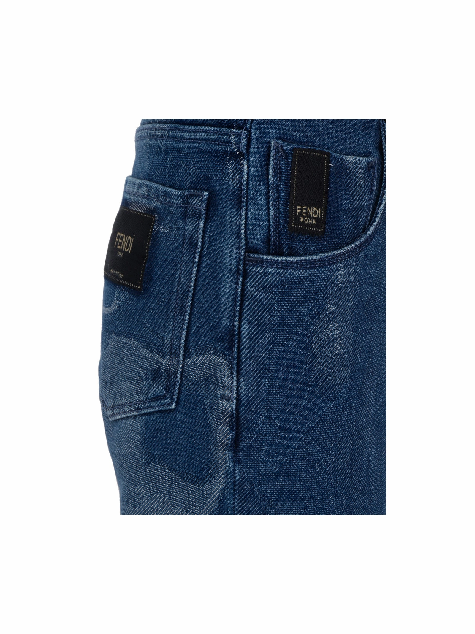 Fendi Contrasted Logo Motif Denim Trousers