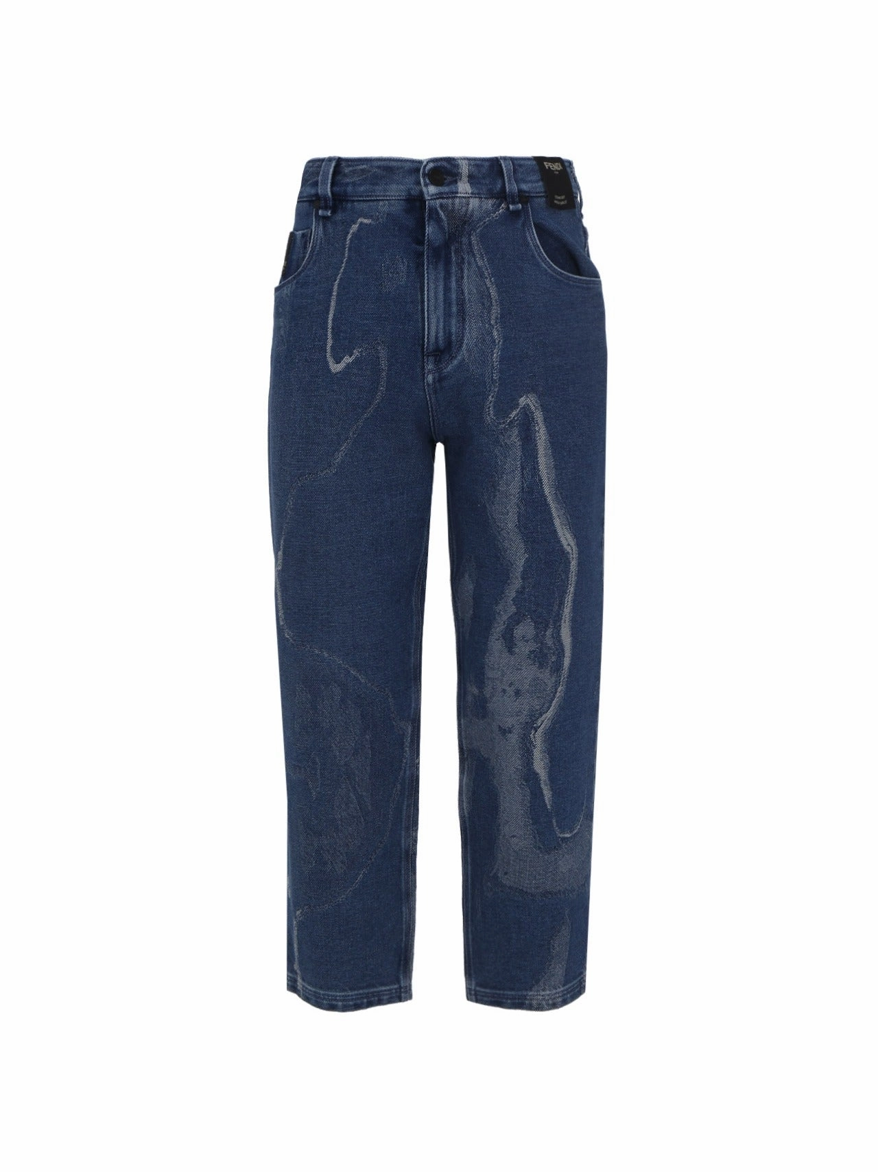 Fendi Contrasted Logo Motif Denim Trousers