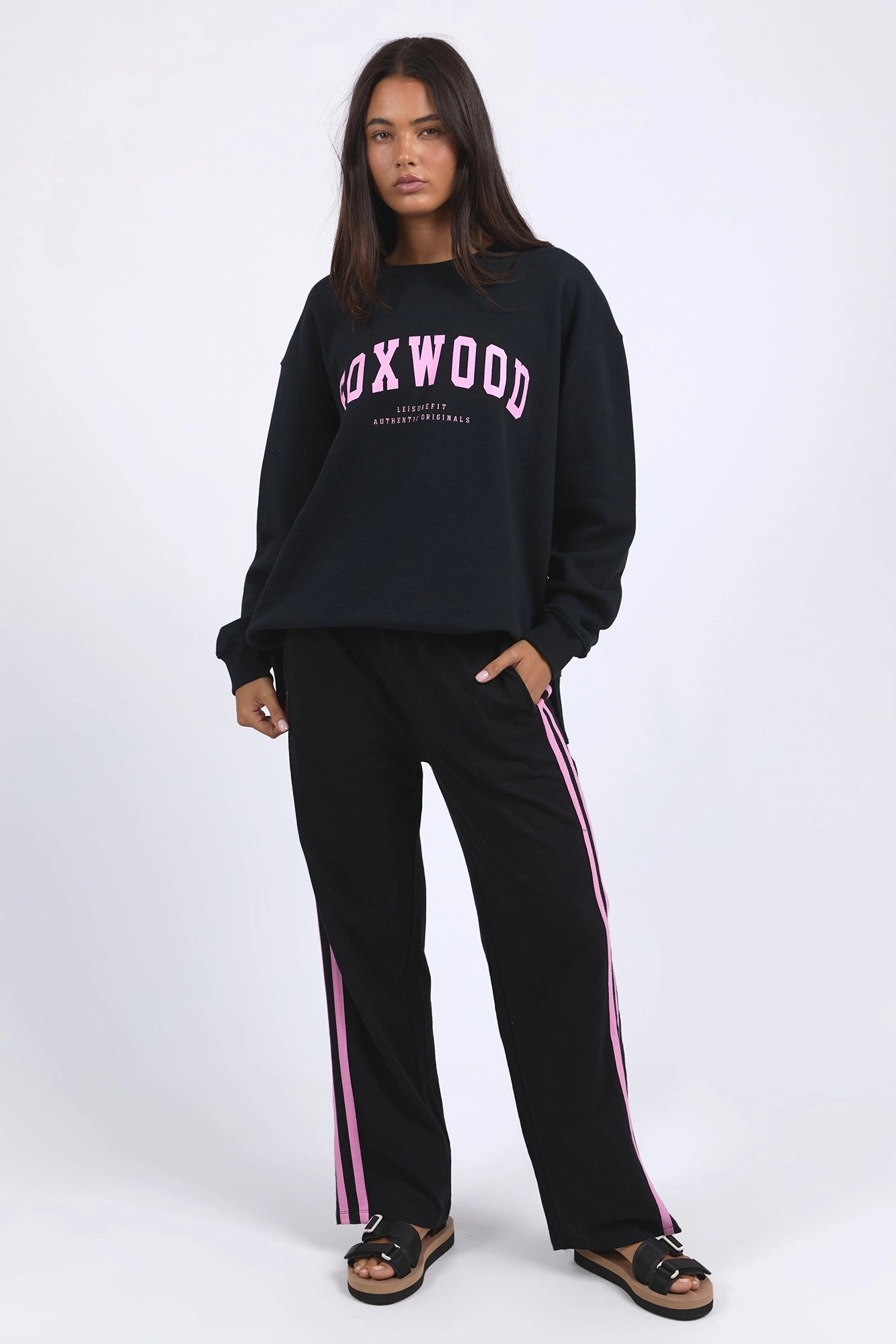 Foxwood Power Pant Black W/ Neon Pink