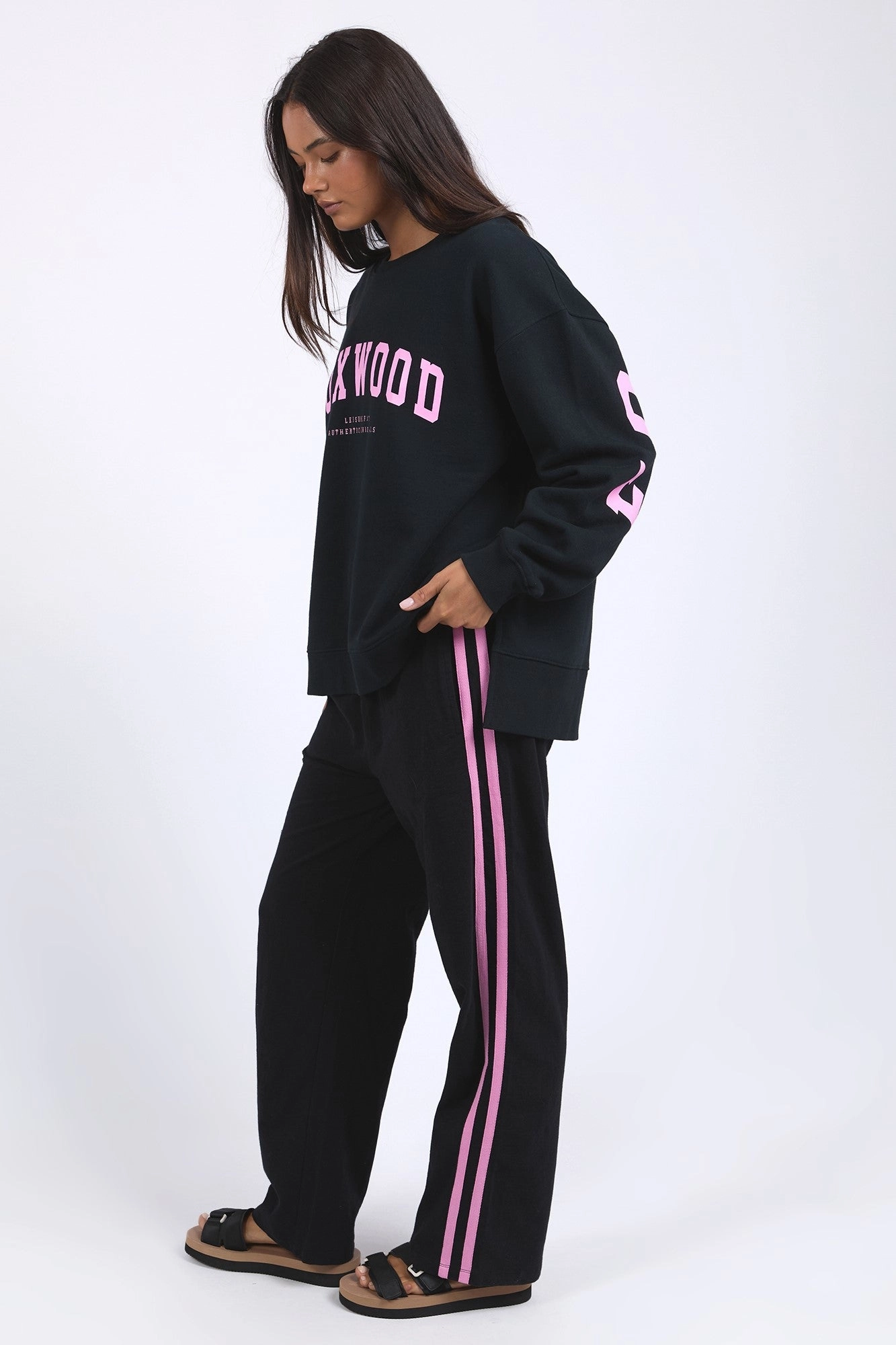 Foxwood Power Pant Black W/ Neon Pink