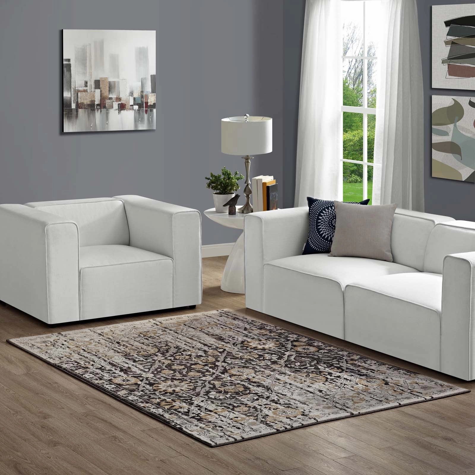 Ganesa Distressed Diamond Floral
Lattice Area Rug by Modway