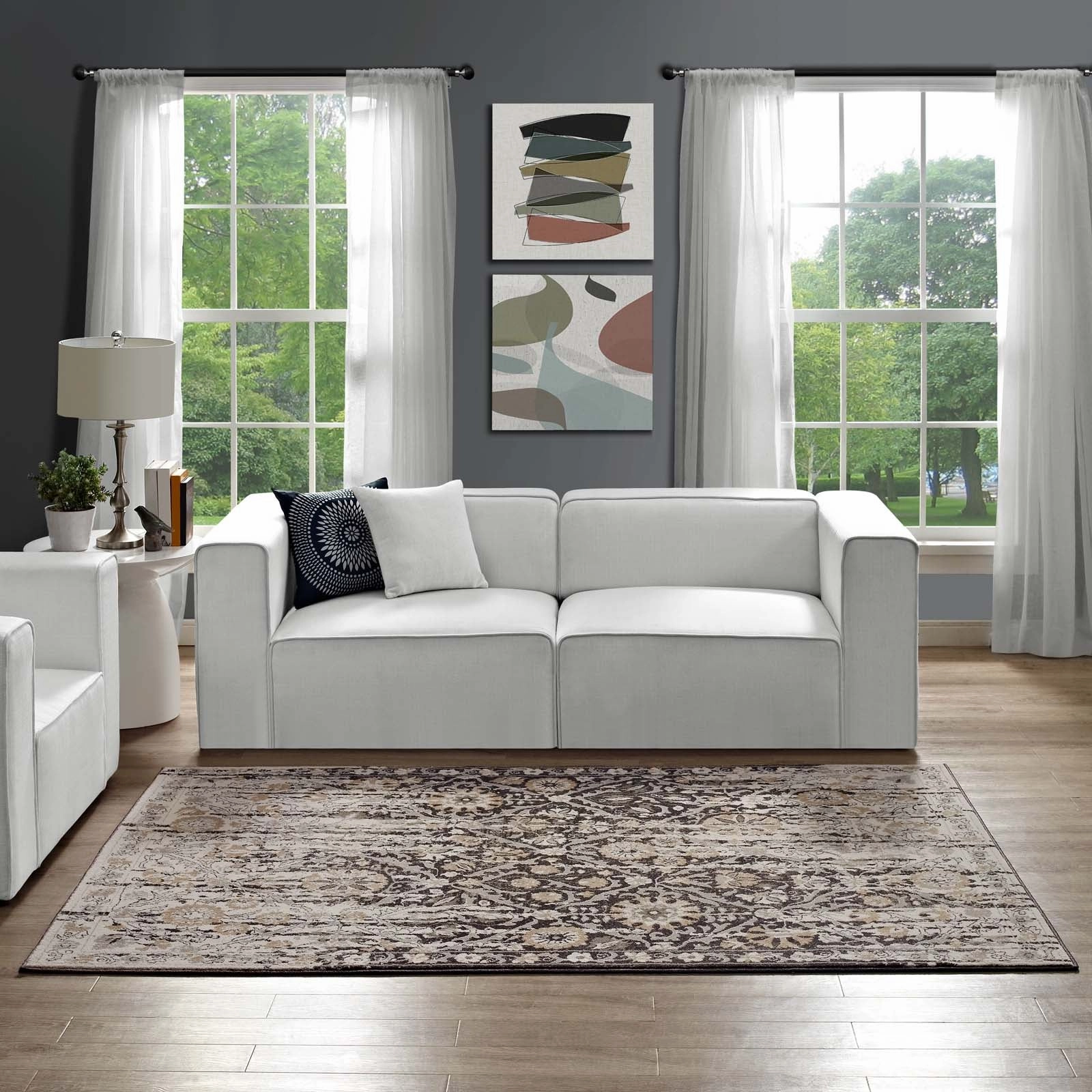 Ganesa Distressed Diamond Floral
Lattice Area Rug by Modway