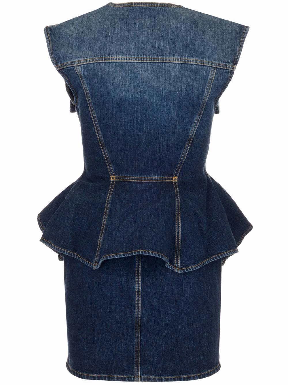 Givenchy	Flounce Detailed Zipped Denim Dress
