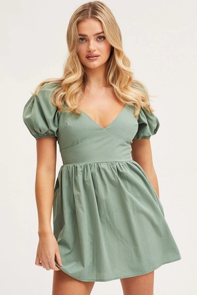 Green Mini Dress Short Sleeve