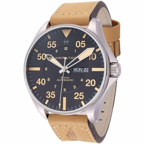 Hamilton Men's Watch - Khaki Aviation Silver Tone Case Brown Strap | H64725531