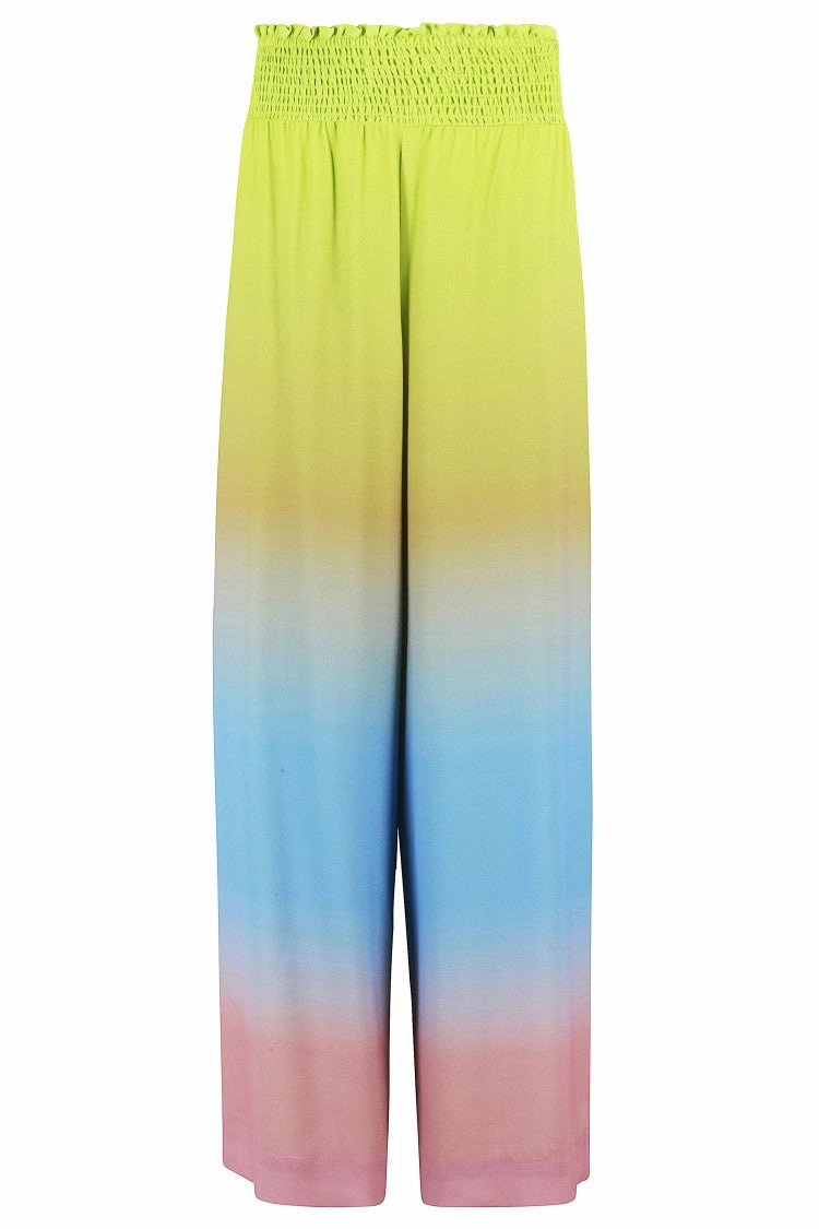 High-Waisted Gradient Print Pants With Elasticized Waistband