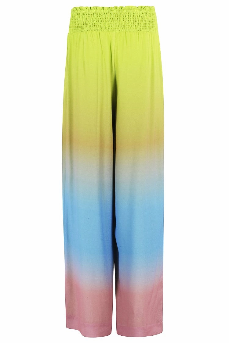 High-Waisted Gradient Print Pants With Elasticized Waistband