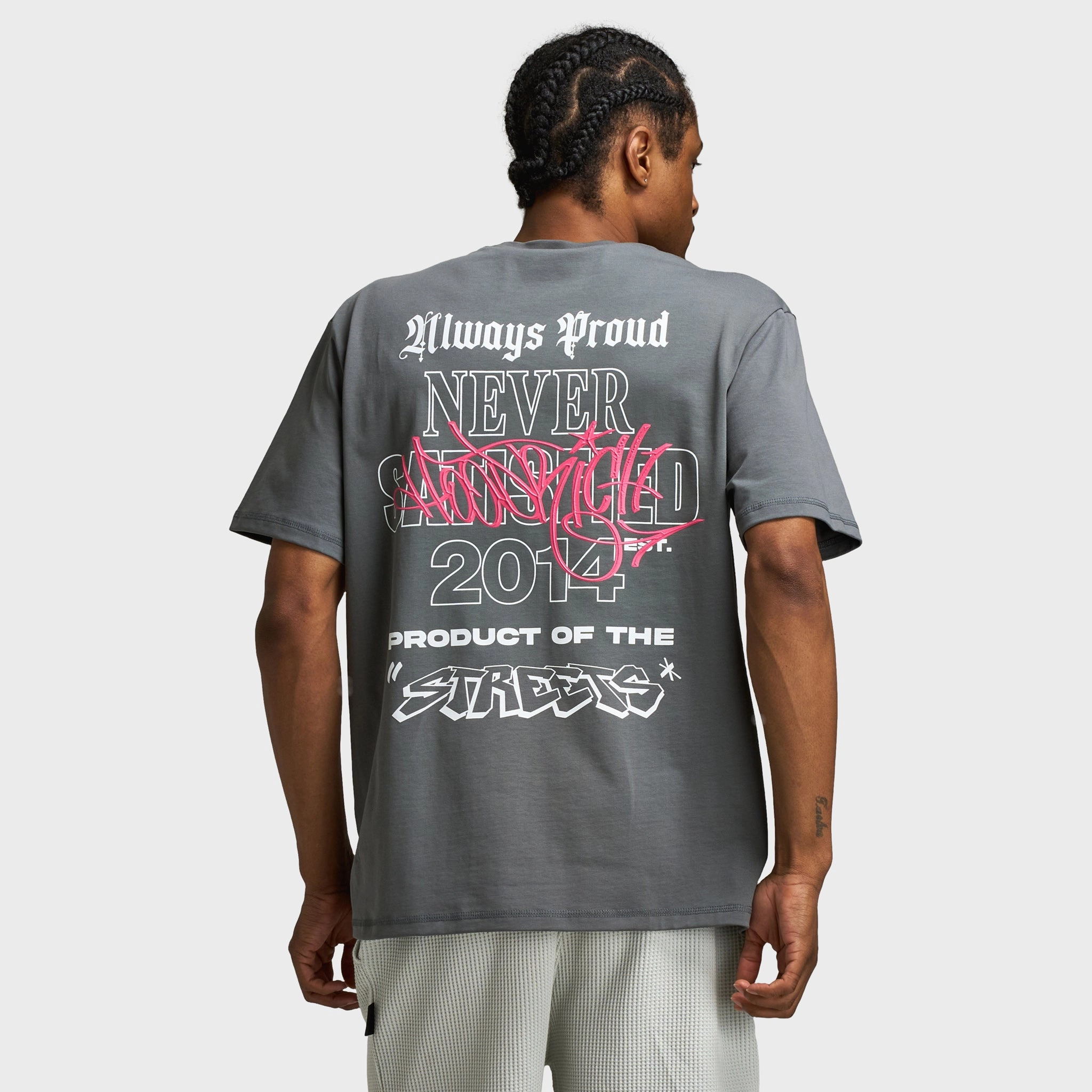 Hoodrich Stamp Tag Oversized Graphic T-Shirt Lava Smoke / White - Hot Pink