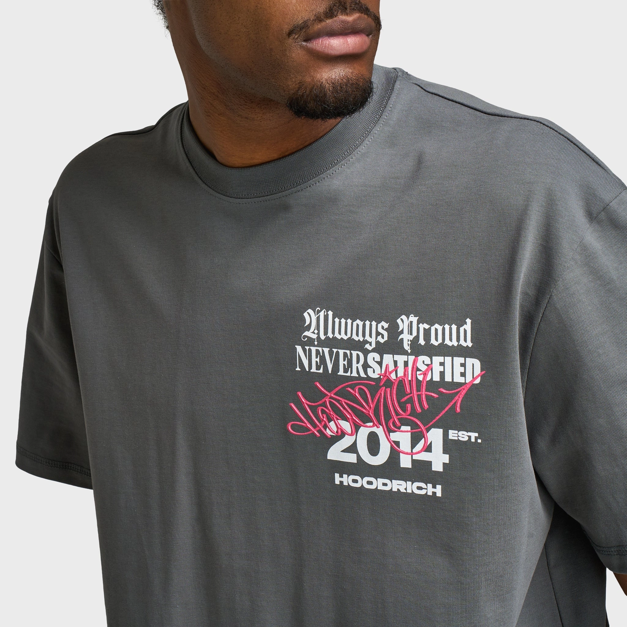 Hoodrich Stamp Tag Oversized Graphic T-Shirt Lava Smoke / White - Hot Pink