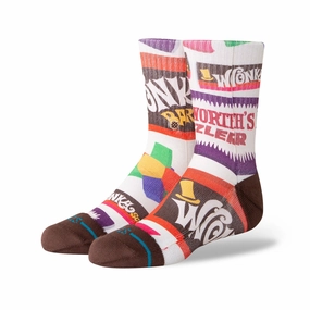 Kids' Crew Socks - Wonka Bars - Brown