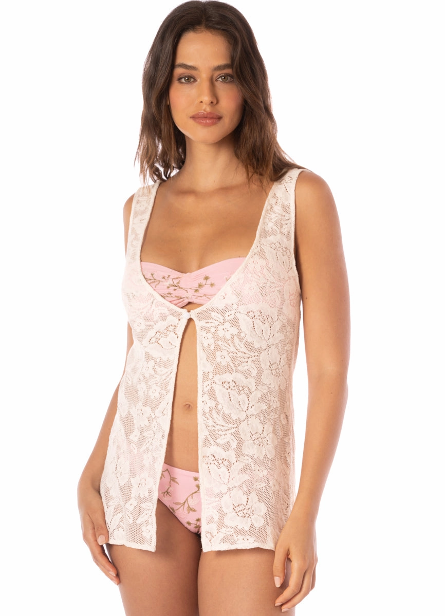 Maaji Floralwhite Lace Ade Beachwear Crop Top