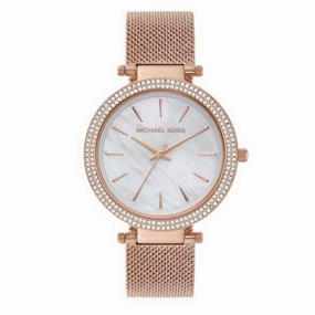 Michael Kors Stainless Steel Analog White Dial Women Watch Mk4519  Gold Band