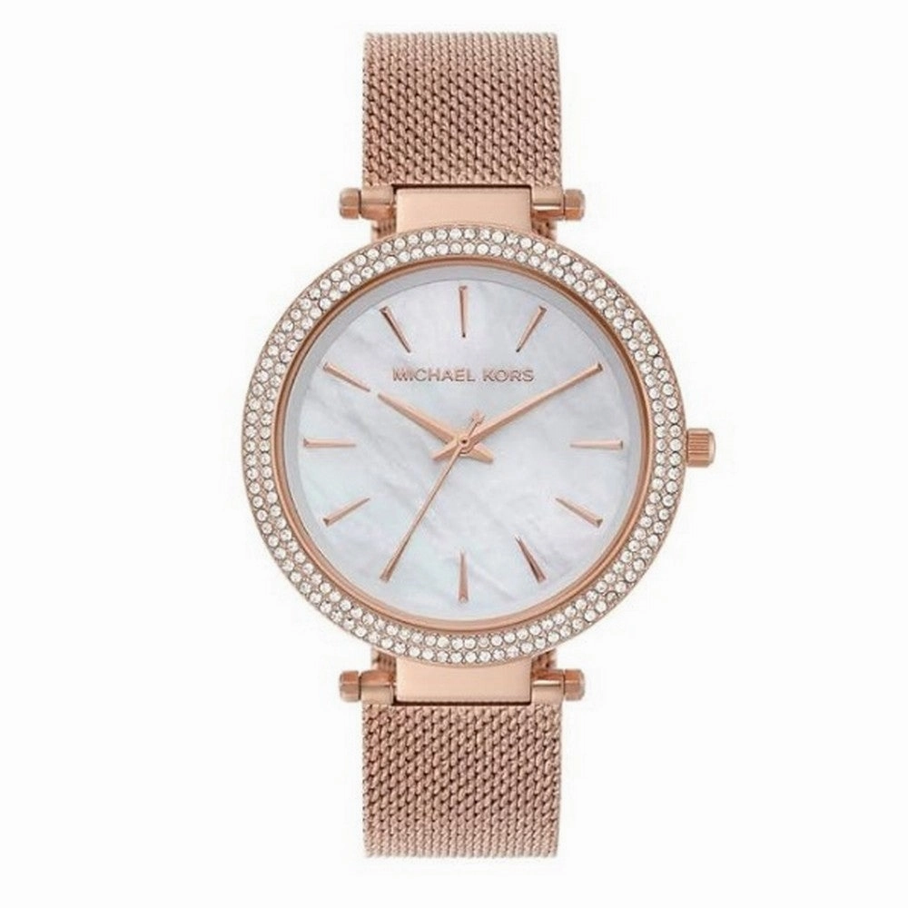 Michael Kors Stainless Steel Analog White Dial Women Watch Mk4519  Gold Band