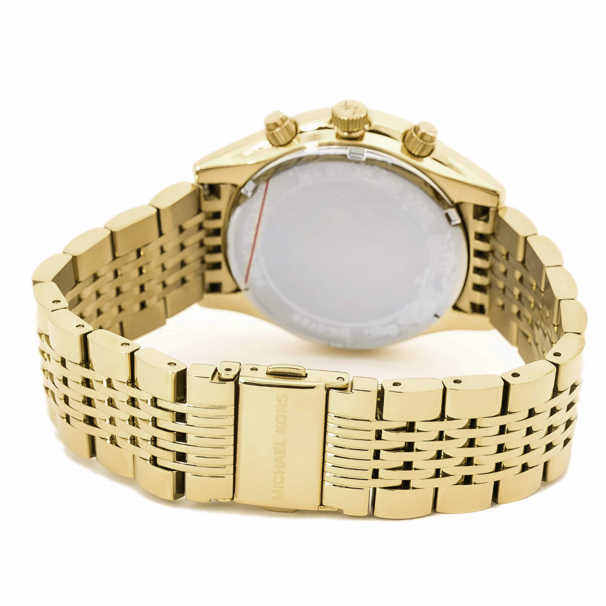 Michael Kors Women's Chronograph Watch - Brookton Quartz White Dial Yellow Gold Steel