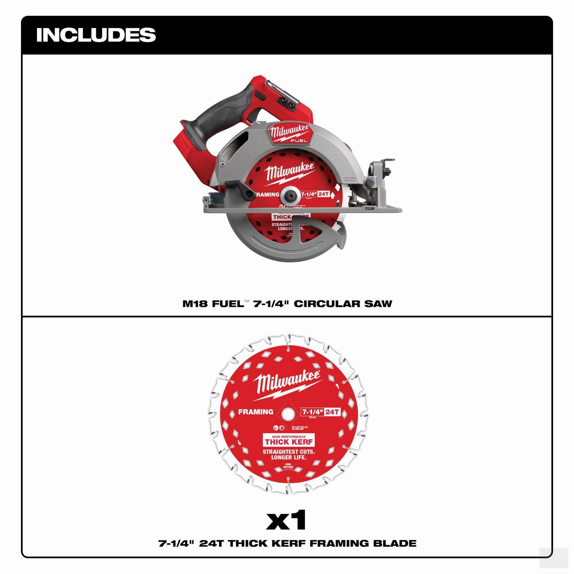 Milwaukee M18 FUEL™ 7-1/4” Circular Saw (Tool Only) {2834-20}