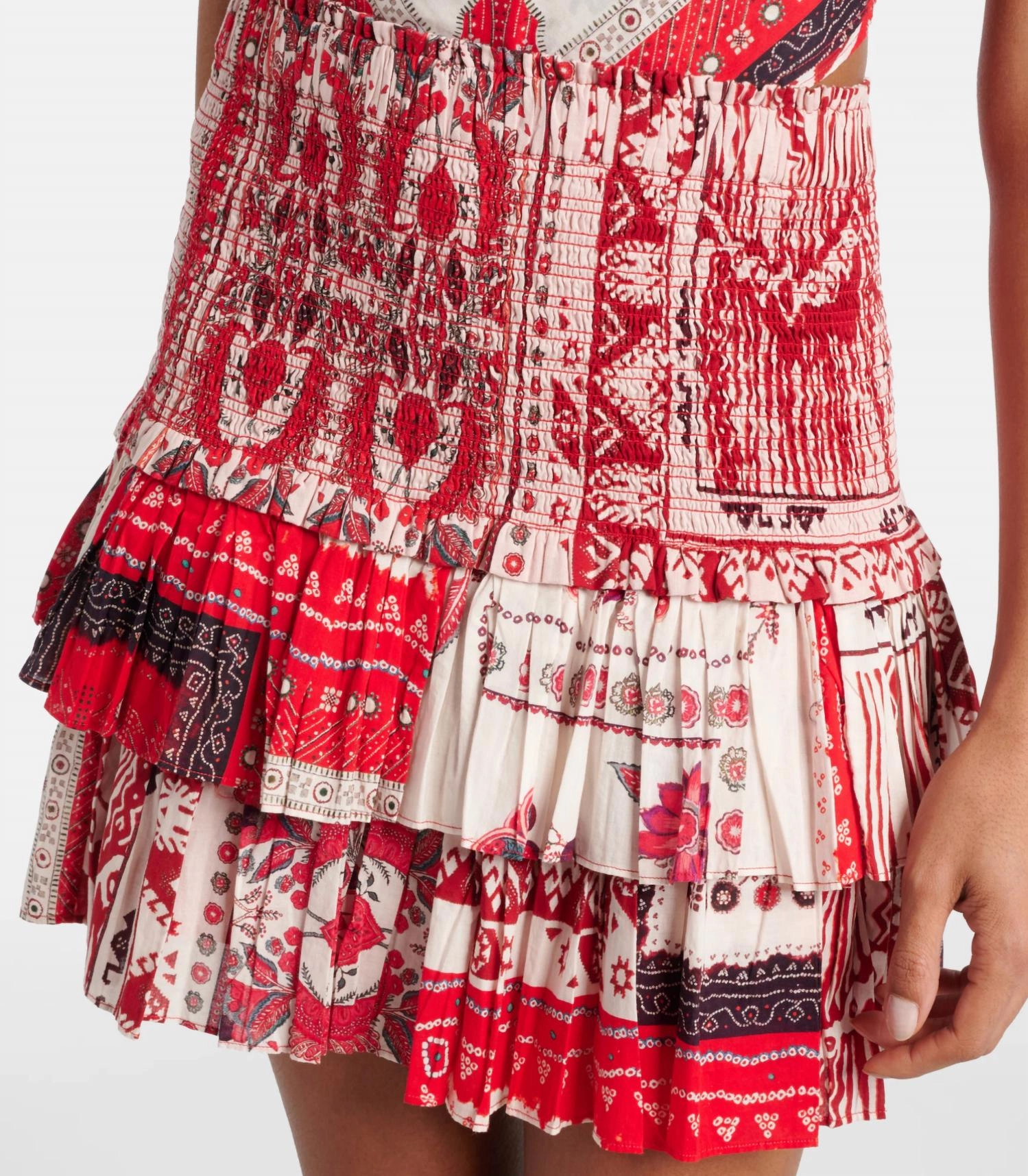 Naomi Skirt In Red/ecru