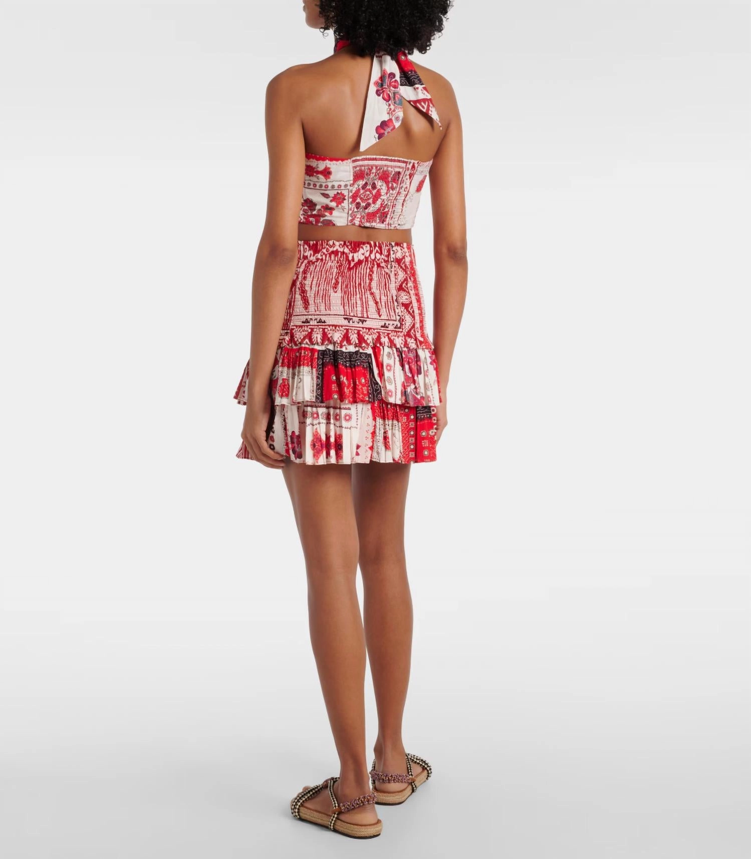 Naomi Skirt In Red/ecru