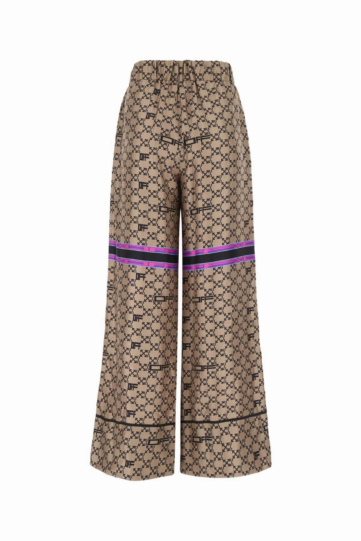 Off-White Monogram Print Wide Leg Pants