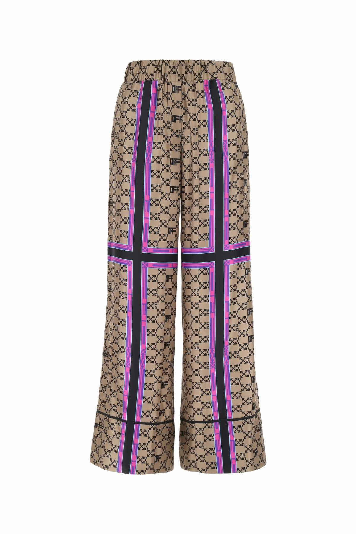 Off-White Monogram Print Wide Leg Pants