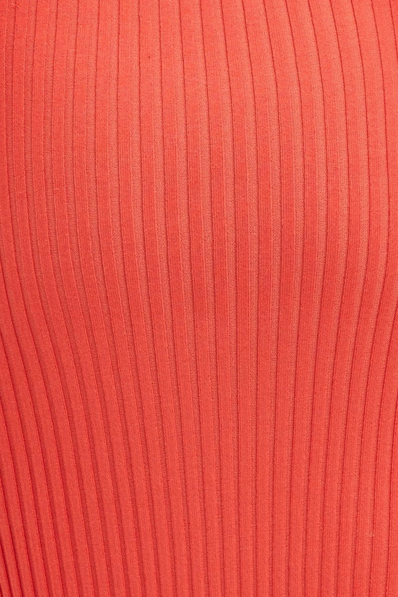 Orange Knit Dress Evening Midi