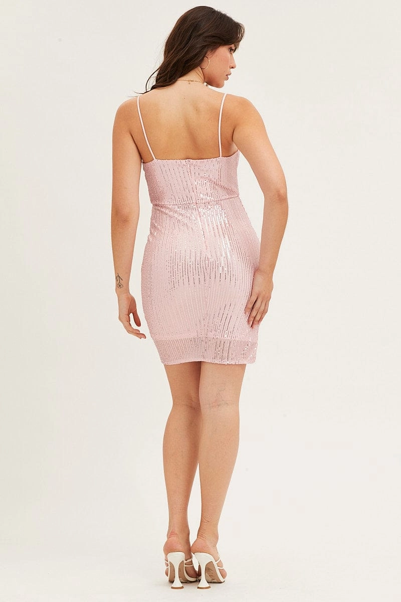 Pink Sequin Mini Dress