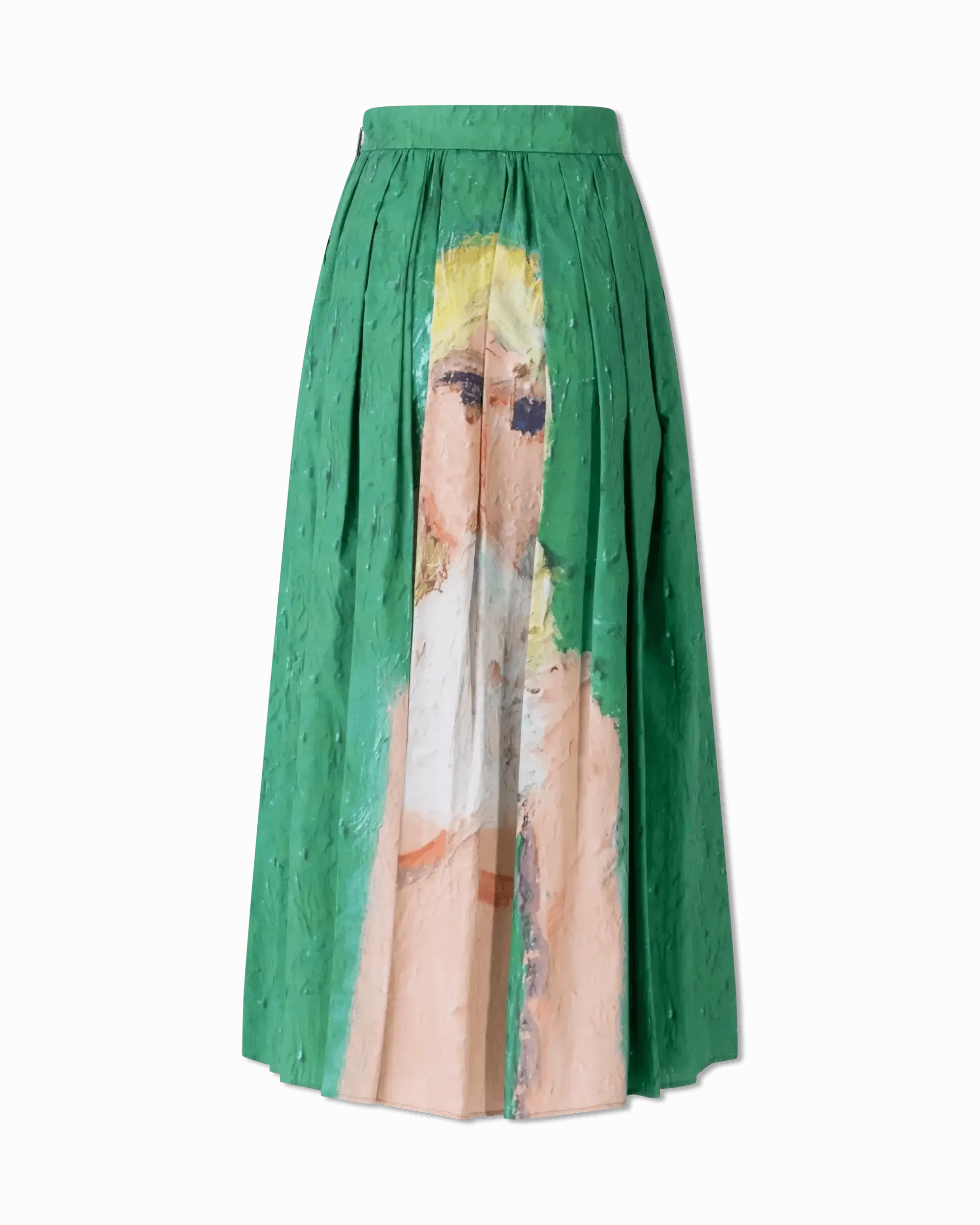 Pleated Print Midi Skirt