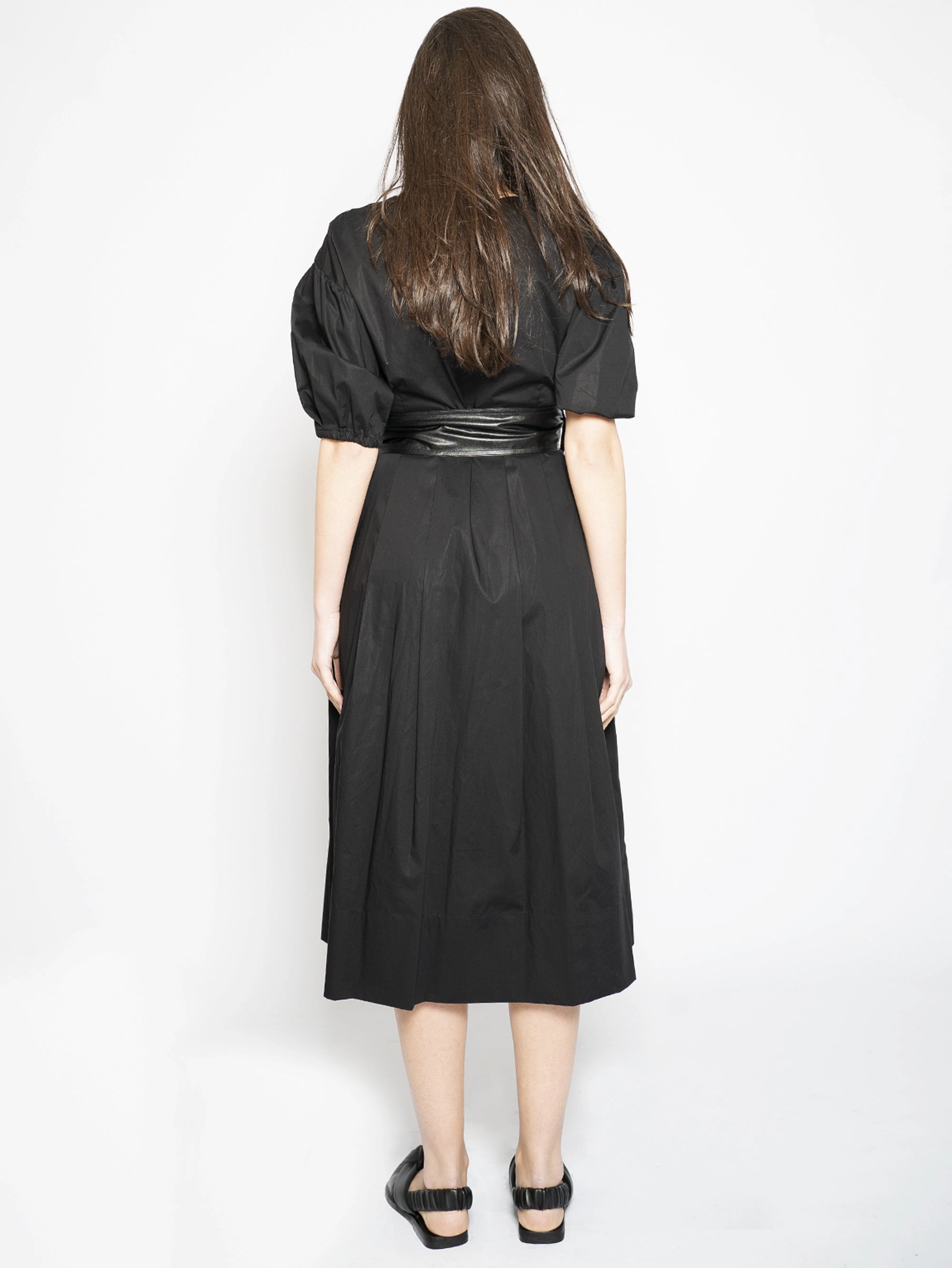 Poplin Dress with Black Belt