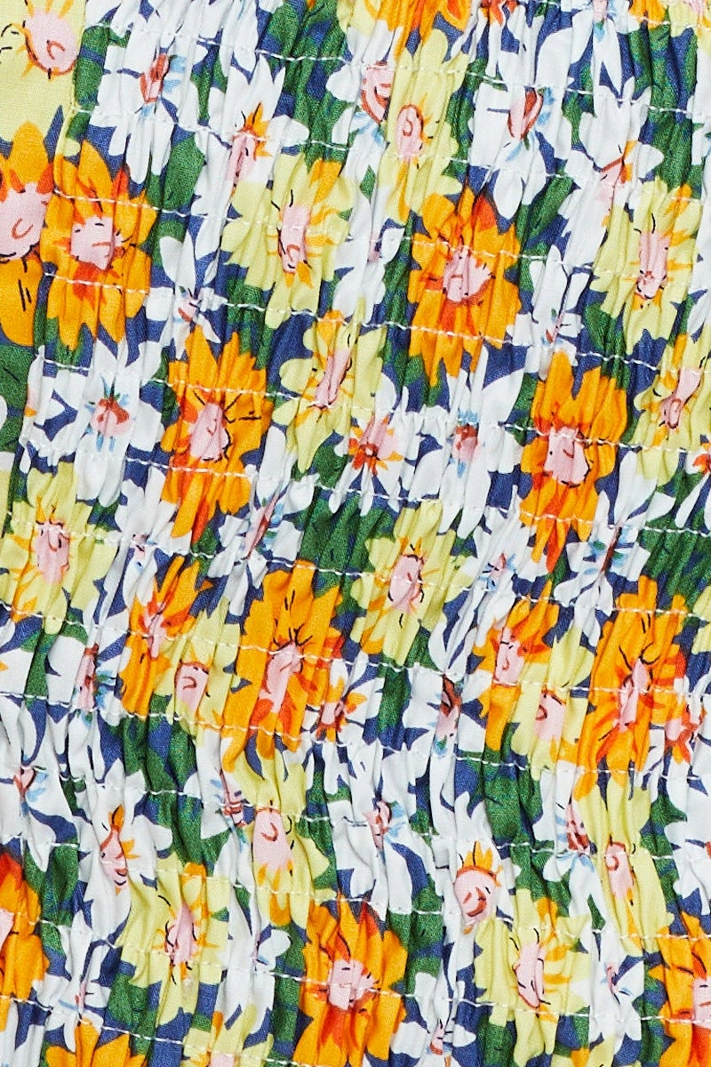Print Crop Top Off Shoulder Short Sleeve
