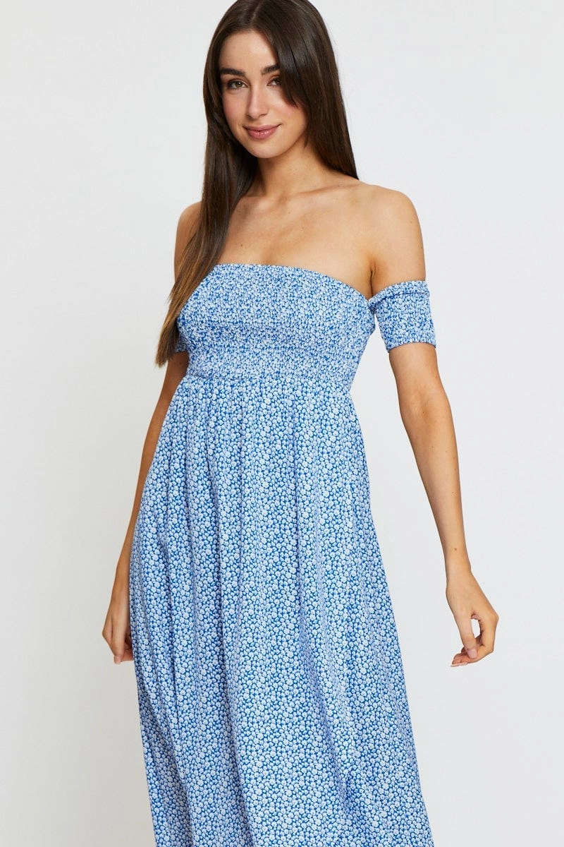Print Maxi Dress Off Shoulder