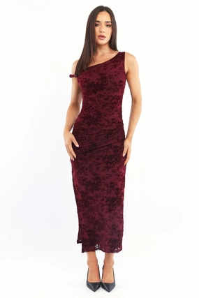 Red Bodycon Dress Burnout