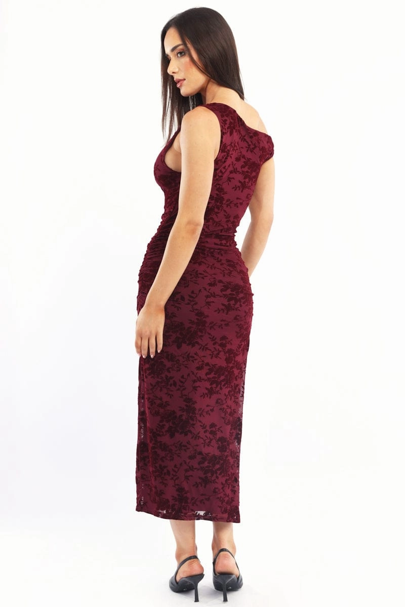 Red Bodycon Dress Burnout