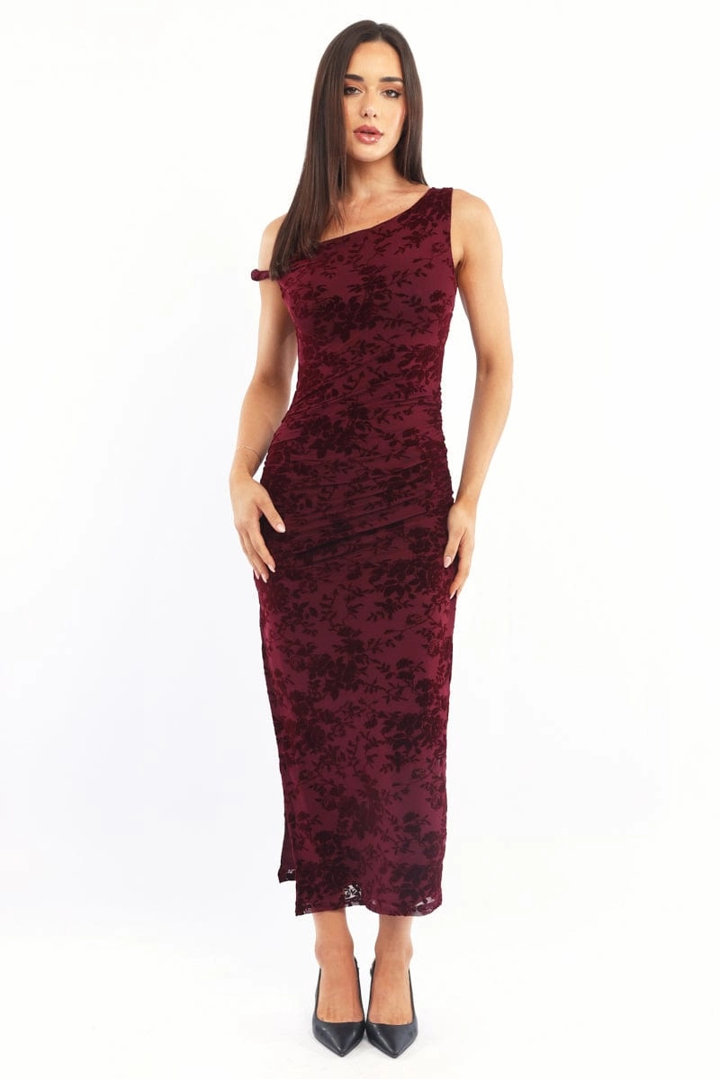 Red Bodycon Dress Burnout
