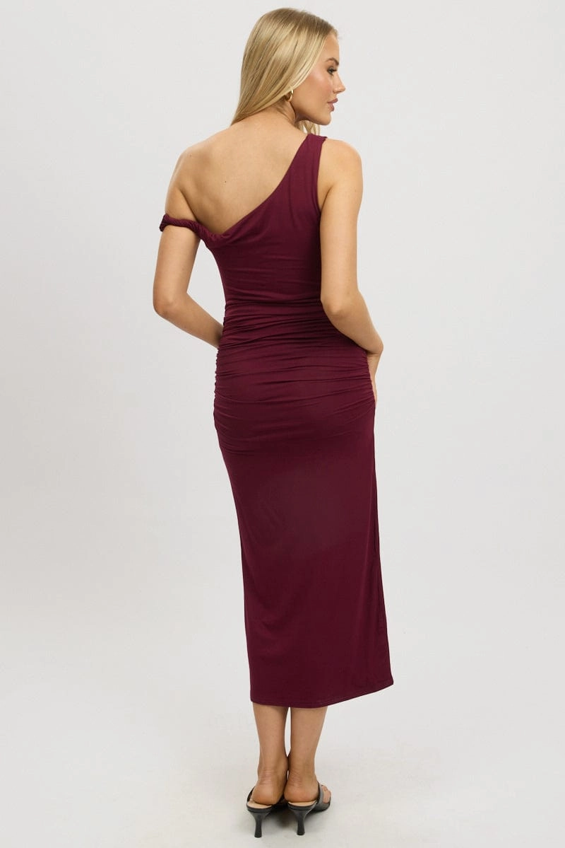 Red Bodycon Dress Twist Off Shoulder