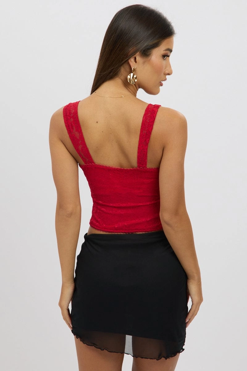 Red Lace Top Sleeveless