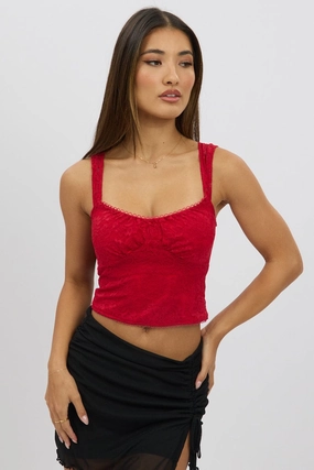 Red Lace Top Sleeveless