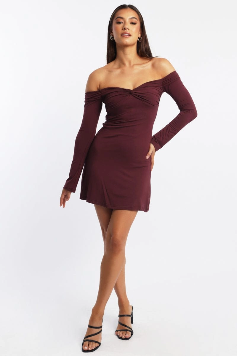 Red Off Shoulder Mini Dress