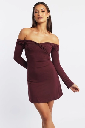 Red Off Shoulder Mini Dress