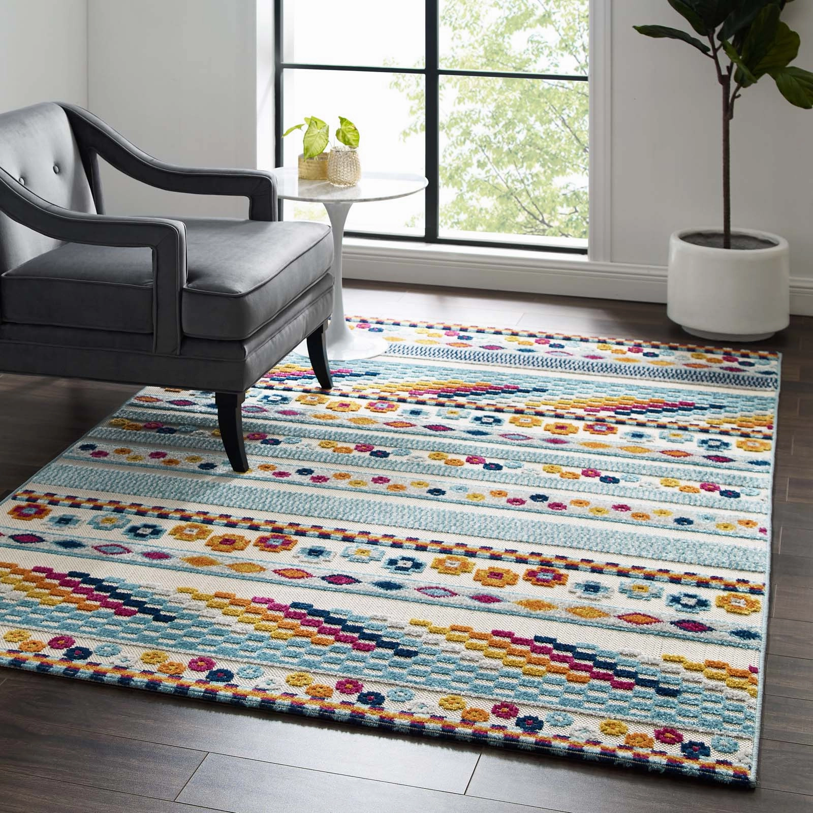 Reflect Cadhla Vintage Abstract Geometric Lattice Indoor and Outdoor Area Rug by Modway