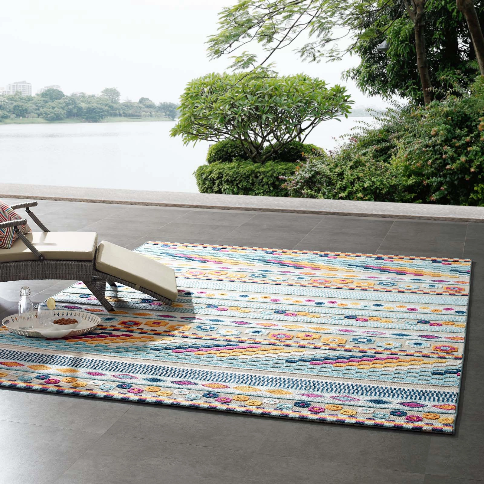 Reflect Cadhla Vintage Abstract Geometric Lattice Indoor and Outdoor Area Rug by Modway