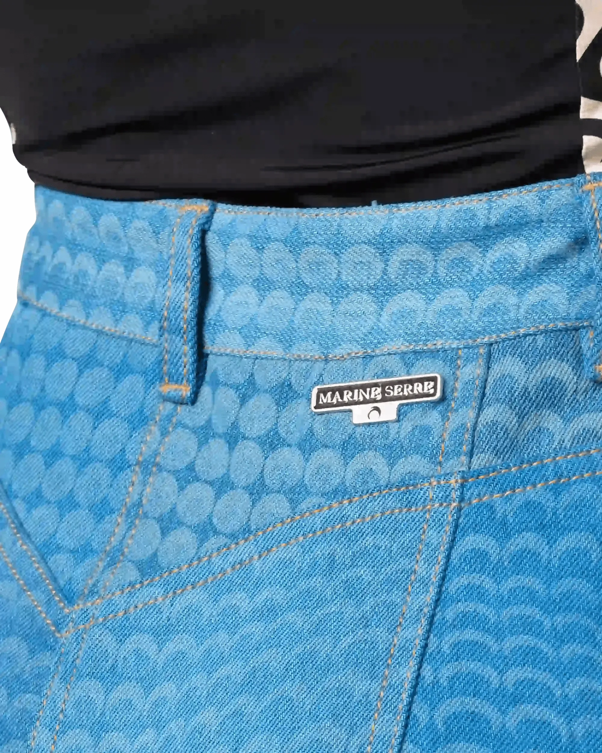 Regenerated Denim Moonfishskin Skirt