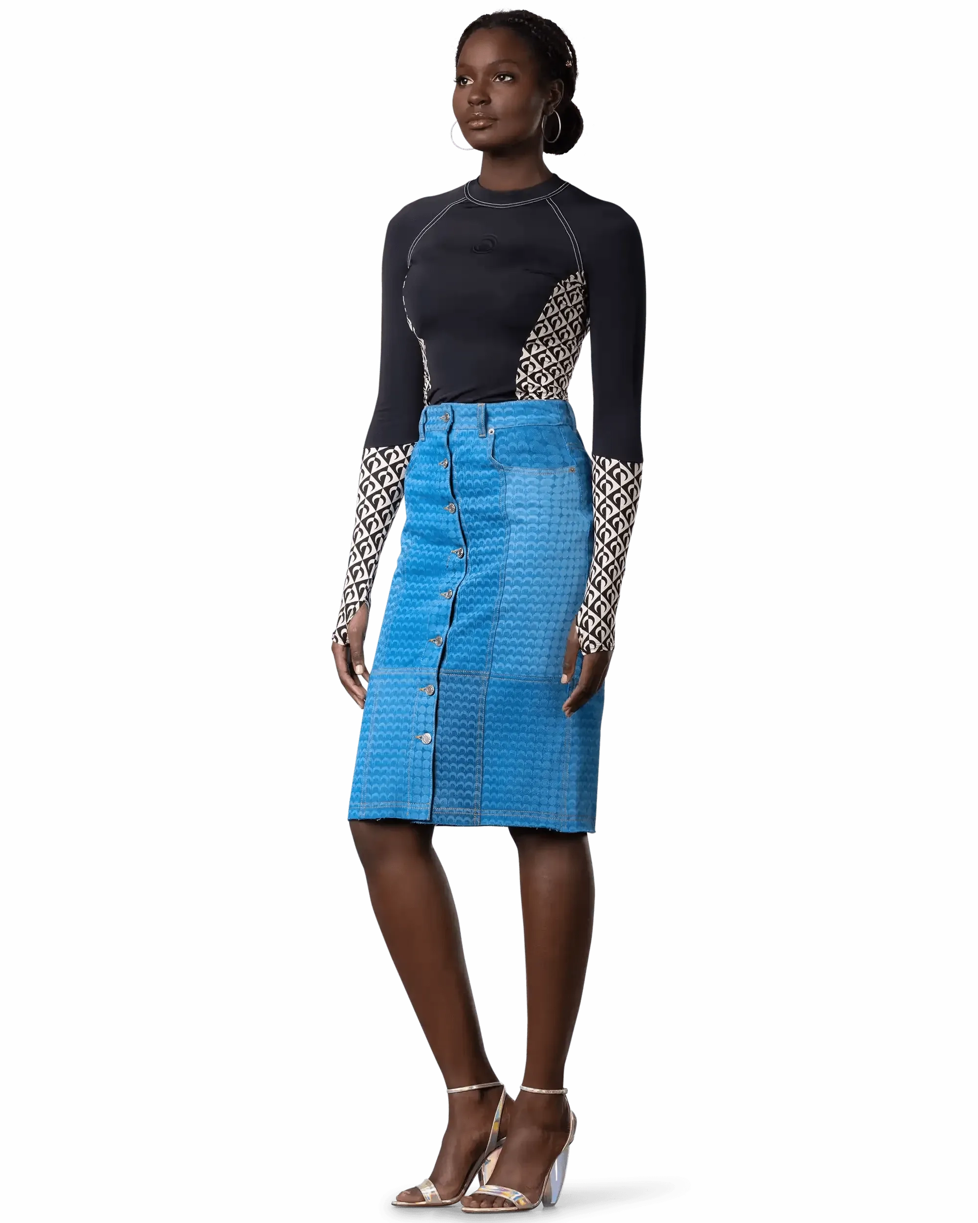 Regenerated Denim Moonfishskin Skirt
