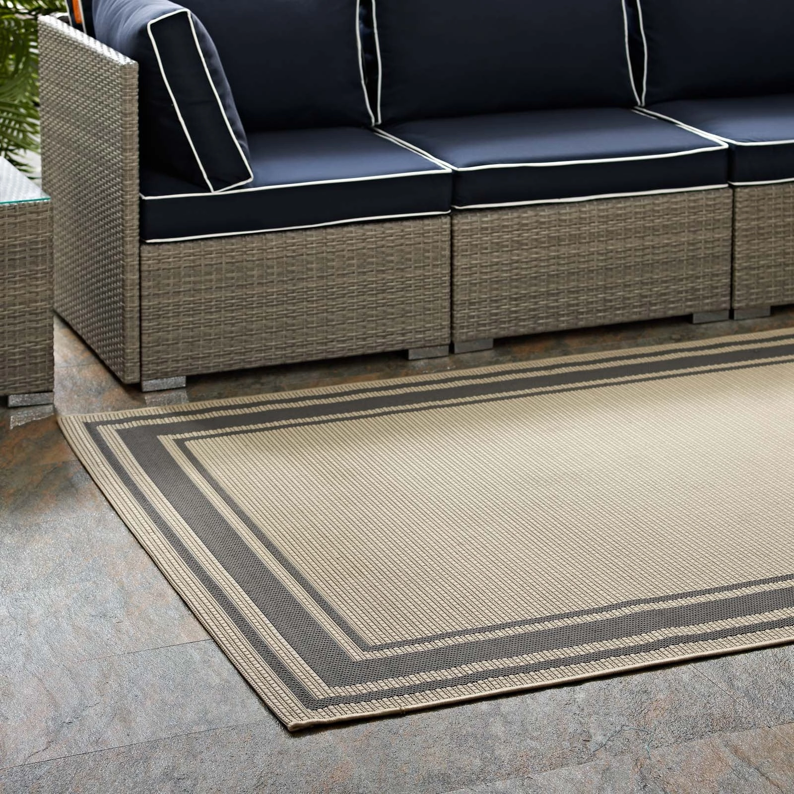 Rim Solid Border Indoor and Outdoor Area Rug by Modway