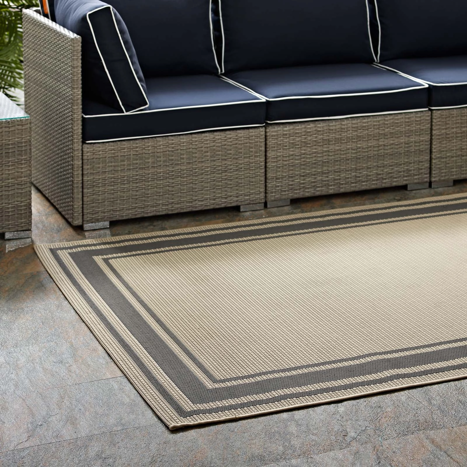 Rim Solid Border Indoor and Outdoor Area Rug by Modway