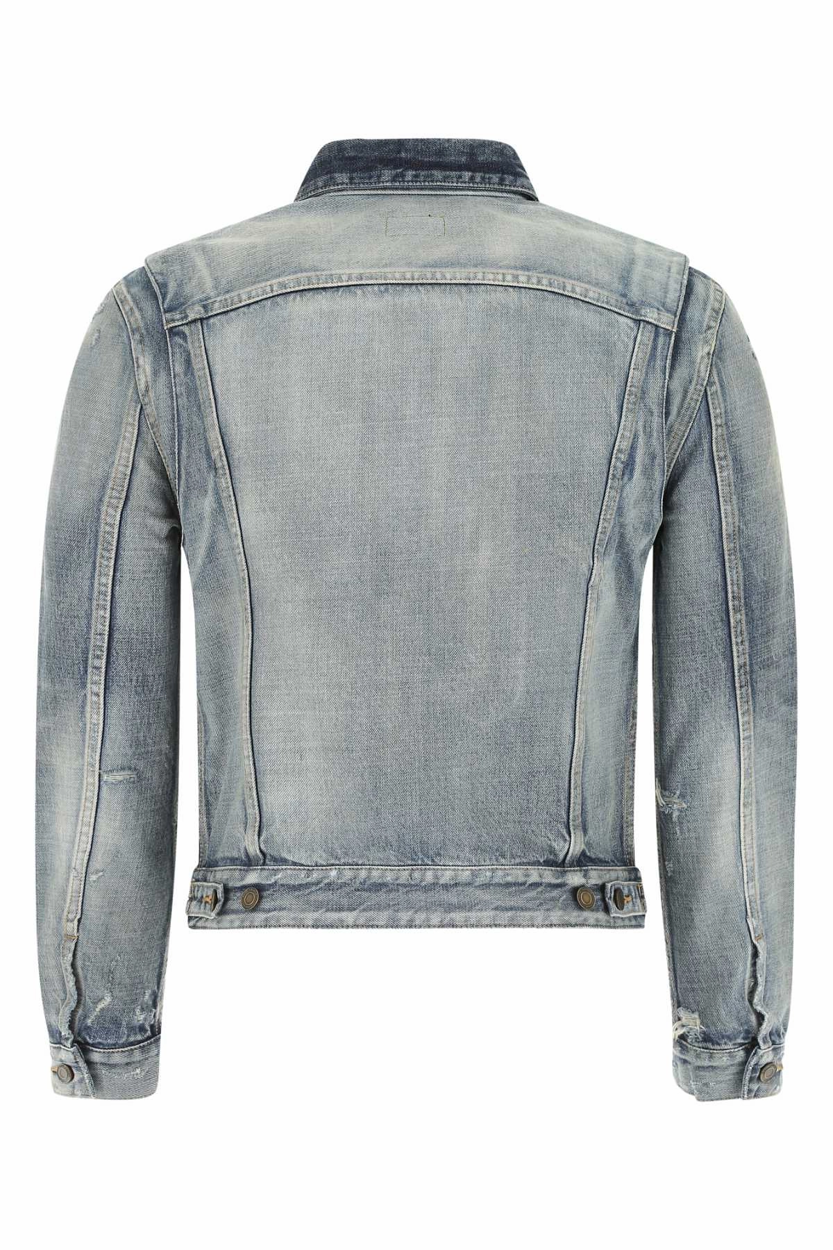 Saint Laurent Stonewashed Distressed Denim Jacket