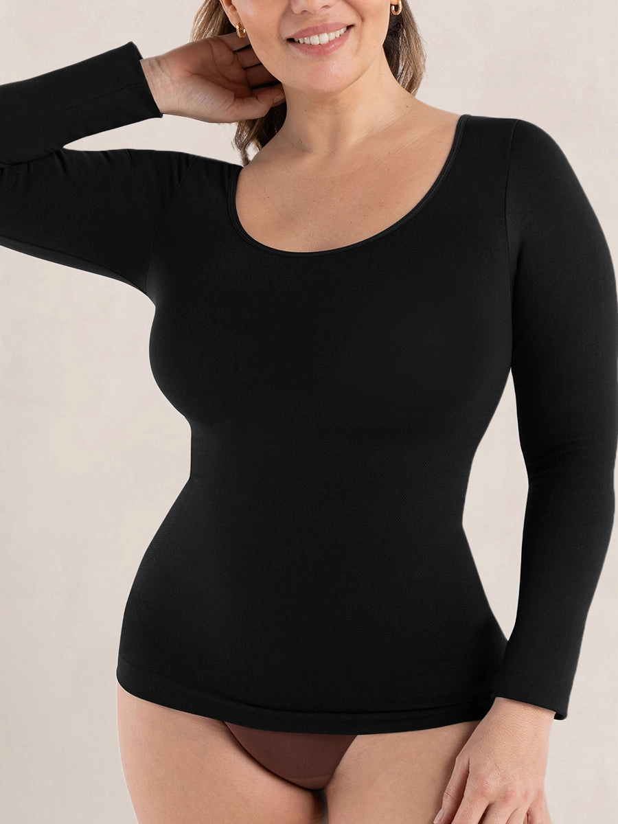 Shapermint Essentials All Day Every Day Long Sleeve Shaping T-Shirt - Wear Test