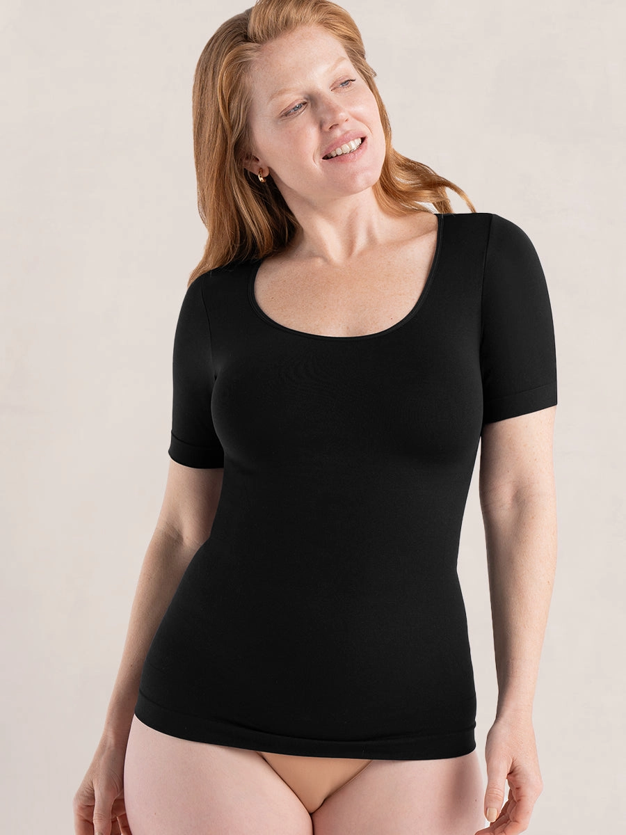 Shapermint Essentials All Day Every Day Short Sleeve Shaping T-Shirt - Wear Test