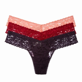 Signature Lace Set of Three Low-Rise Thongs