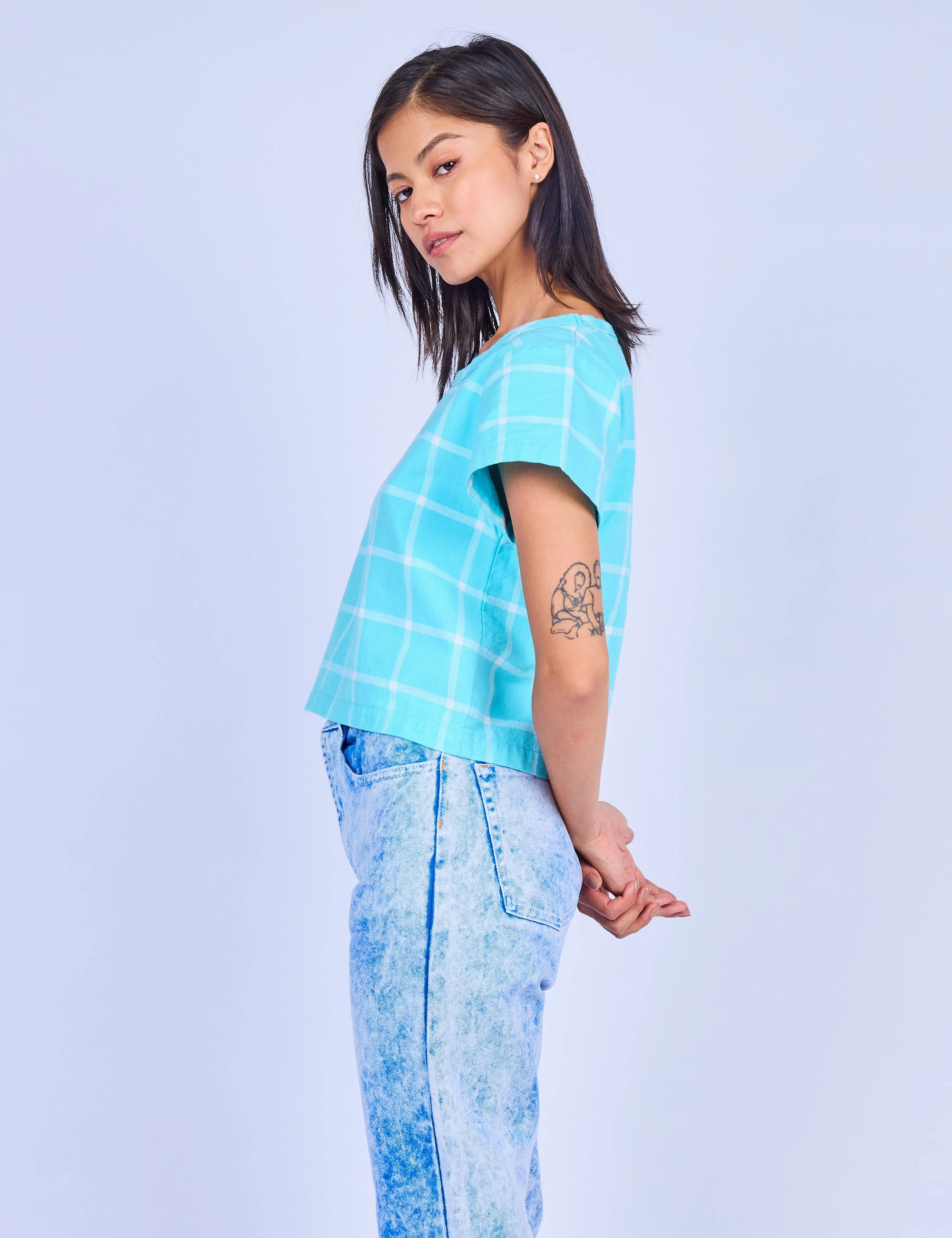 Sky Grid Crop Top