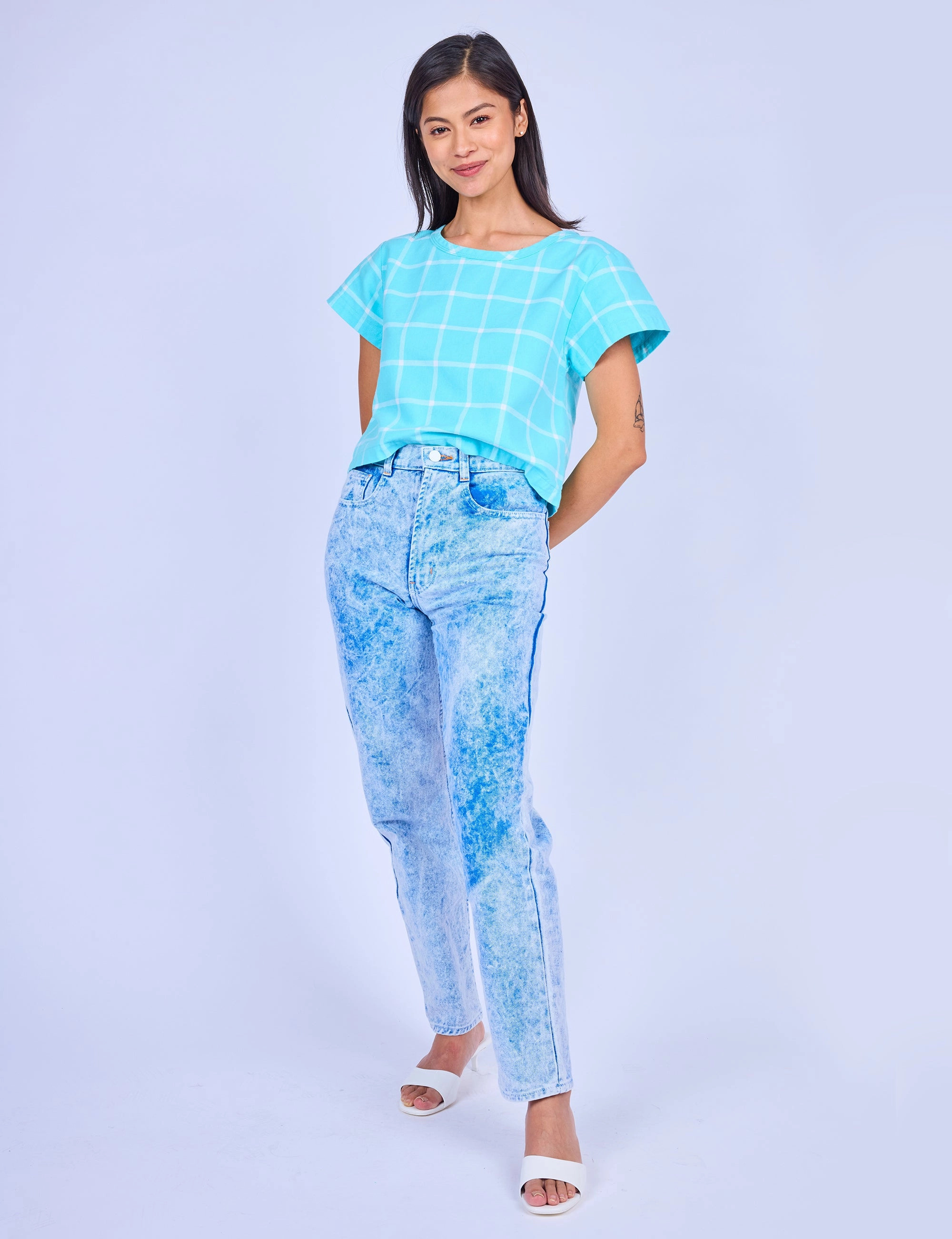 Sky Grid Crop Top