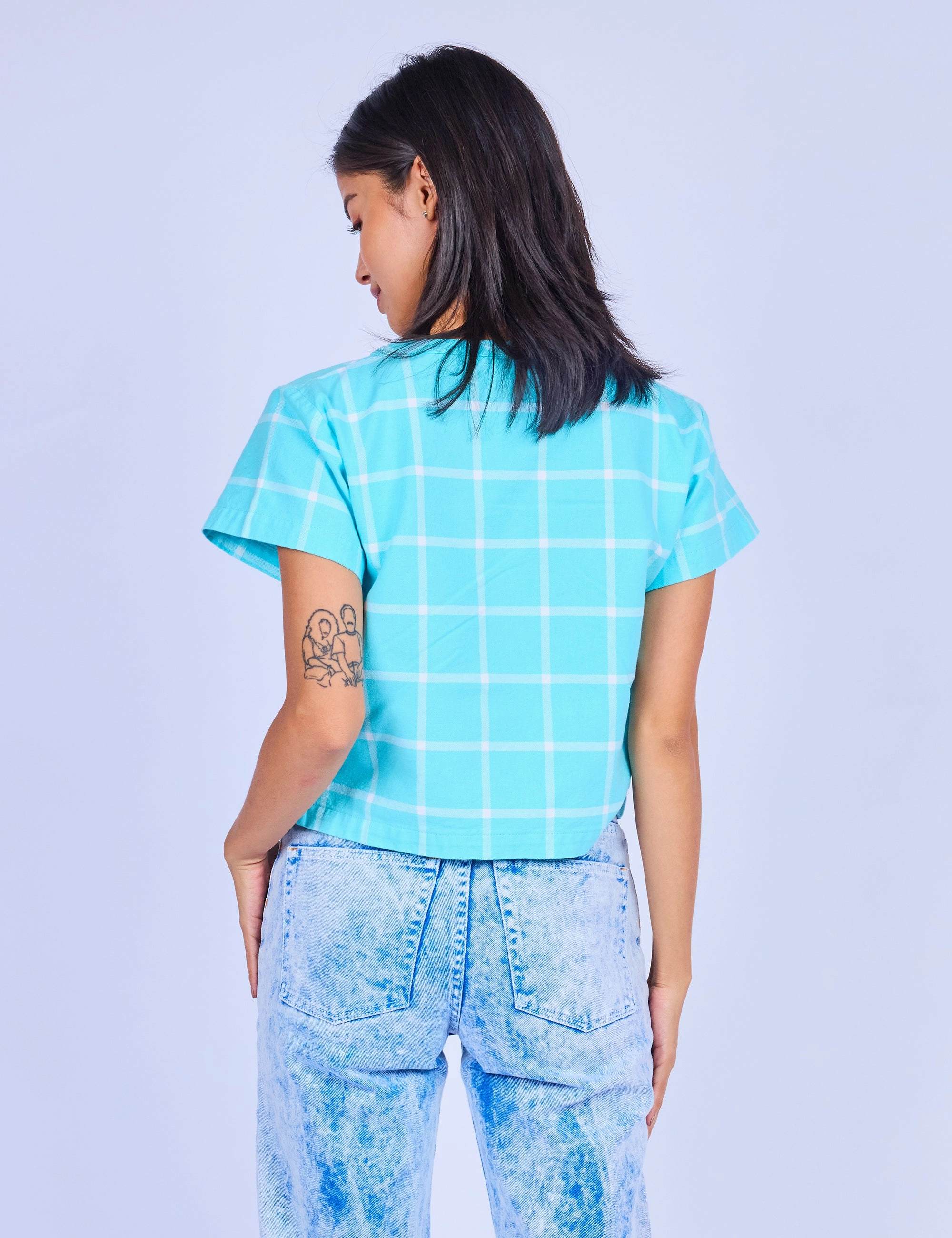 Sky Grid Crop Top